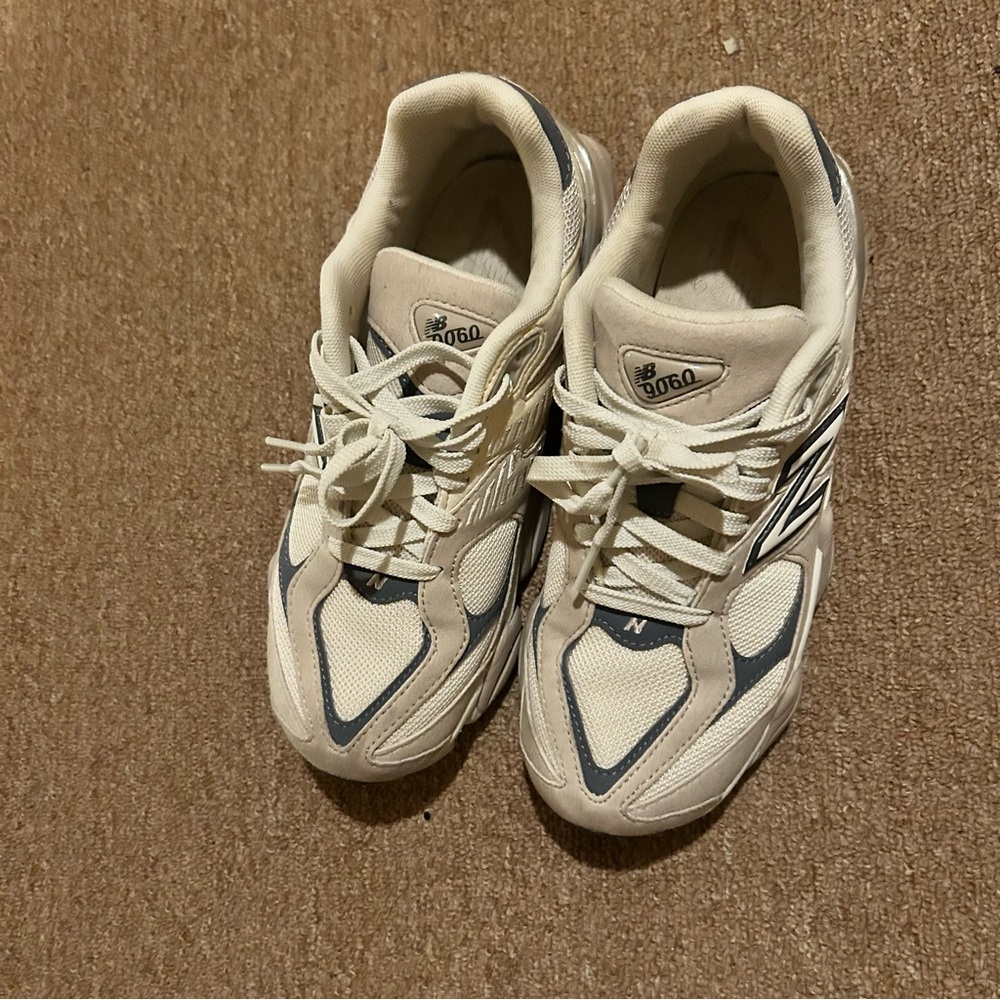 New Balance Cream and Gray Athletic Shoes